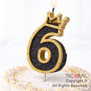 VELA NUMERO CORPOREO CON GIBRE ORO N.6 x 1